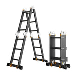 Aluminum Alloy Herringbone Ladder Joint Ladder Multi Function Thickening Project Bamboo Staircase Folding Straight Ladder Black Straight Ladder 4.7m