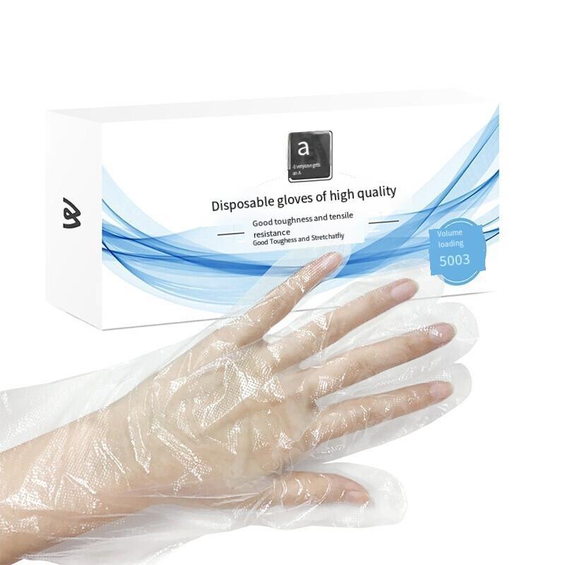 Disposable Gloves Plastic Transparent Gloves Kitchen Cleaning Tableware Sanitary Box Extractable Food Grade PE Film Gloves 500 Pieces / Box