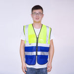 Yellow And Blue Stitching Reflective Vest Mesh (Including Simple Print On The Chest) 1 Piece