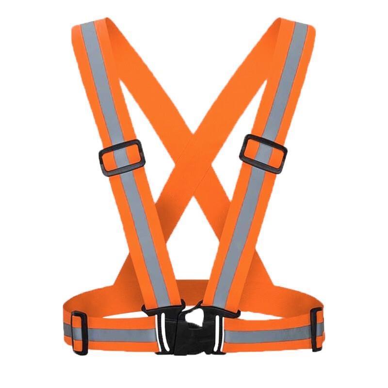 Reflective Vest Elastic Strap Safety Vest High Visibility Fully Adjustable Free Size Safety Gear for Running Jogging Cycling Walking - Orange