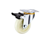 4 Sets 2.5 Inch Flat Bottom Plastic Double Brake Beige Polypropylene Caster Medium Universal Wheel