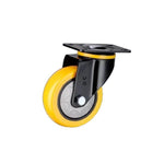 2.5-inch Plate Swivel Caster Wheels 4Pcs Flat Bottom Movable Wheels Orange Polyurethane (PU) Casters Medium Duty Universal Wheel - 4Pcs