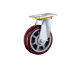 8 Pieces / Box 8 Inch Flat Bottom Movable Casters Heavy Duty Jujube Red Polyurethane (PU) Caster Universal Wheel
