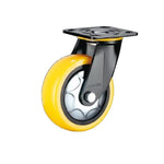 8 Inch Flat Bottom Movable Heavy Duty Orange Yellow Polyurethane (PU) Caster Universal Wheel 8 Pieces / Box