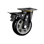 4 Sets 6 Inch Flat Bottom Caster Double Brake Heavy Gray Core Black Polyurethane Caster Universal Wheel