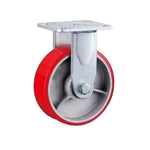 8 Pieces/Box 8 Inch Fixed Heavy Duty Casters Plane Iron Core Red Polyurethane Caster Directional Wheel