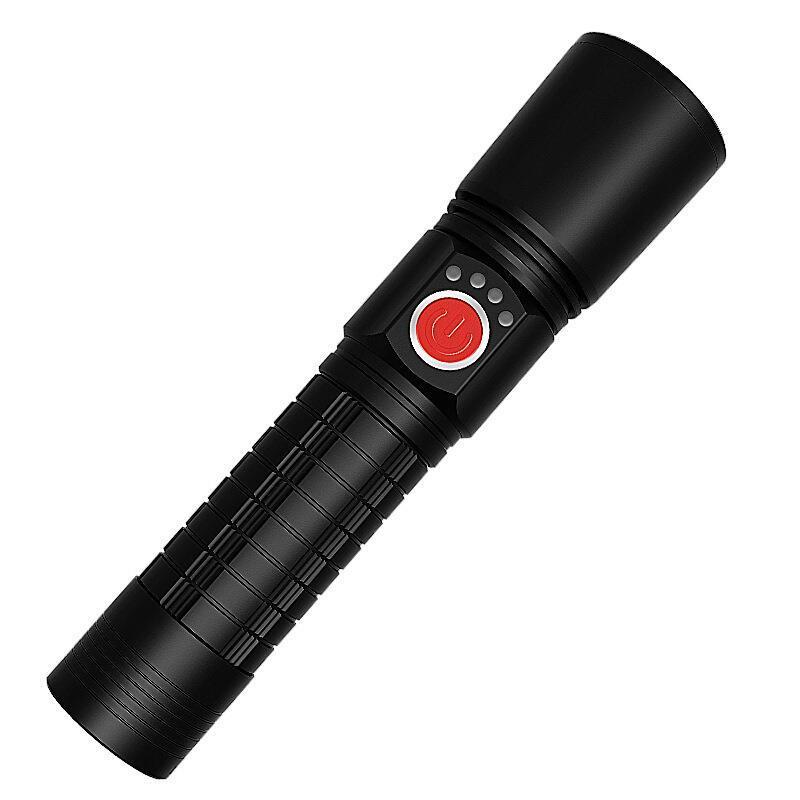 Flashlight 15w Strong Light Aluminum Alloy Super Bright Tpye-C Power Display (Including Battery + Charger)