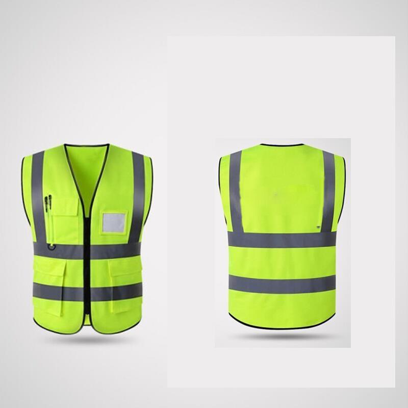 Highlight Multi Bag Reflective Vest, One Size Reflective Vest Vest, Fluorescent Yellow Green, Traffic Safety Command, Emergency Rescue, Night Running, Cycling Suit, Environmental Sanitation Duty Safety Suit Customization