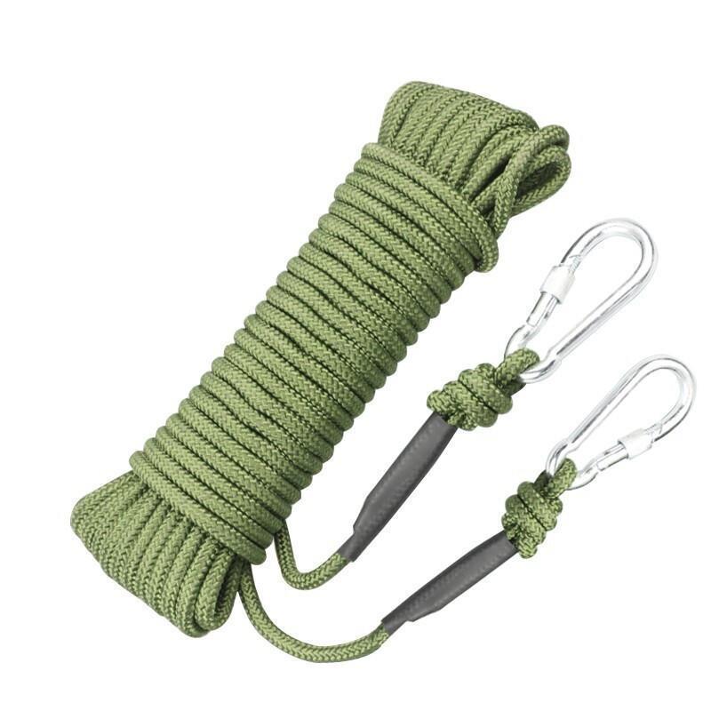 30m Safety Rope Steel Wire Core Fire Fighting Escape Rope Floor Rock Climbing Self Rescue Rope Army Green Double Hook Army Green