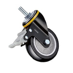 Medium Duty 4 Inch Casters 4Pcs Plastic Double Brake Black Polyurethane (PU) Caster Single Ball Bearing Universal Wheel - 4Pcs