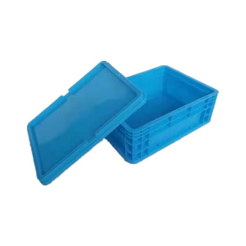 600 * 400 * 280mm Plastic Basket Turnover Box With Cover Thickened Blue