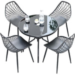 Outdoor Table And Chair Combination Garden Leisure Chair Simple Balcony Small Tea Table Table And Chair 4 + 1 [with 80cm Black Glass Round Table]