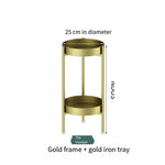 Simple Modern Golden Flower Table Iron Art Light Luxury Indoor Living Room Office Green Rose Pot Rack Multi-layer Net Red Floor Type Balcony Flower Shelf Shelf Storage Rack Golden Tray + Golden Shelf (small)