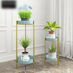 Simple Modern Golden Flower Table Iron Art Light Luxury Indoor Living Room Office Green Rose Pot Rack Multi-layer Net Red Floor Type Balcony Flower Shelf Shelf Storage Rack Golden Tray + Golden Shelf (small)