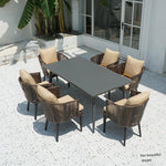 Outdoor Courtyard Rattan Chair Leisure Balcony Table Chair Sunshade Umbrella [4 Chairs 80 Plastic Wood Square Table Roman Umbrella]