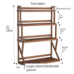 Balcony Flower Rack Living Room Solid Wood Flower Rack Indoor Floor Type Simple Partition Multi Meat Green Pineapple Plant Storage Flower Pot Rack Movable Carbonization Four Layers 80 Plus Round Payment [movable]