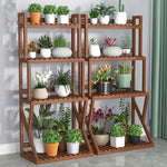 Balcony Flower Rack Living Room Solid Wood Flower Rack Indoor Floor Type Simple Partition Multi Meat Green Pineapple Plant Storage Flower Pot Rack Movable Carbonization Four Layers 80 Plus Round Payment [movable]