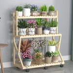 Balcony Flower Rack Living Room Solid Wood Flower Rack Indoor Floor Type Simple Partition Multi Meat Green Pineapple Plant Storage Flower Pot Rack Movable Carbonization Four Layers 80 Plus Round Payment [movable]