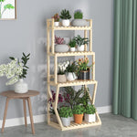 Balcony Flower Rack Living Room Solid Wood Flower Rack Indoor Floor Type Simple Partition Multi Meat Green Pineapple Plant Storage Flower Pot Rack Movable Carbonization Four Layers 80 Plus Round Payment [movable]