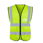 Multi Pocket Construction Safety Reflective Vest With Swallow Tail Pocket Fluorescent Green