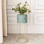 Nordic Iron Flower Rack Storage Flower Rack Indoor Living Room Simple Light Luxury Flower Rack Balcony Green Pineapple Flower Pot Rack Floor Type Blue Small [iron Bucket]