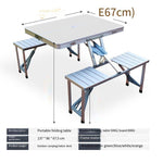 Outdoor Folding Tables And Chairs Siamese Exhibition Table Beach Stall Portable Integrated Barbecue Stall Four Person Seat Suit Camping Picnic Tables