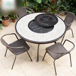 106cm Round Table Outdoor Barbecue Cast Aluminum Table And Chair Waterproof Anticorrosion