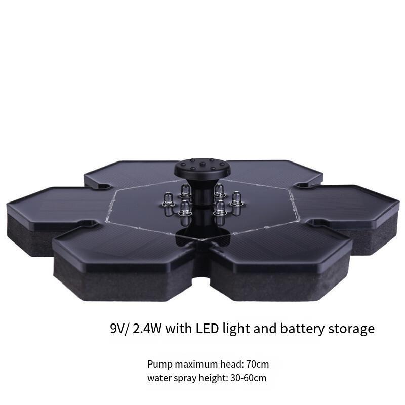 Hexagonal Solar Floating Fountain With Light With Battery Fish Pond Oxygenation Landscape Decoration Solar Water Pump Fish Pond Fountain 2.4 W