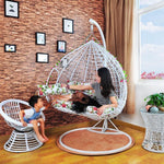 Hanging Basket Rattan Chair Double Balcony Rocking Chair Lazy Bird's Nest Hanging Orchid Chair Double Single Pole Coffee Color