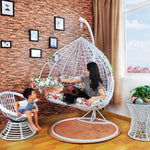 Hanging Basket Rattan Chair Double Balcony Rocking Chair Lazy Bird's Nest Hanging Orchid Chair Double Single Pole Coffee Color