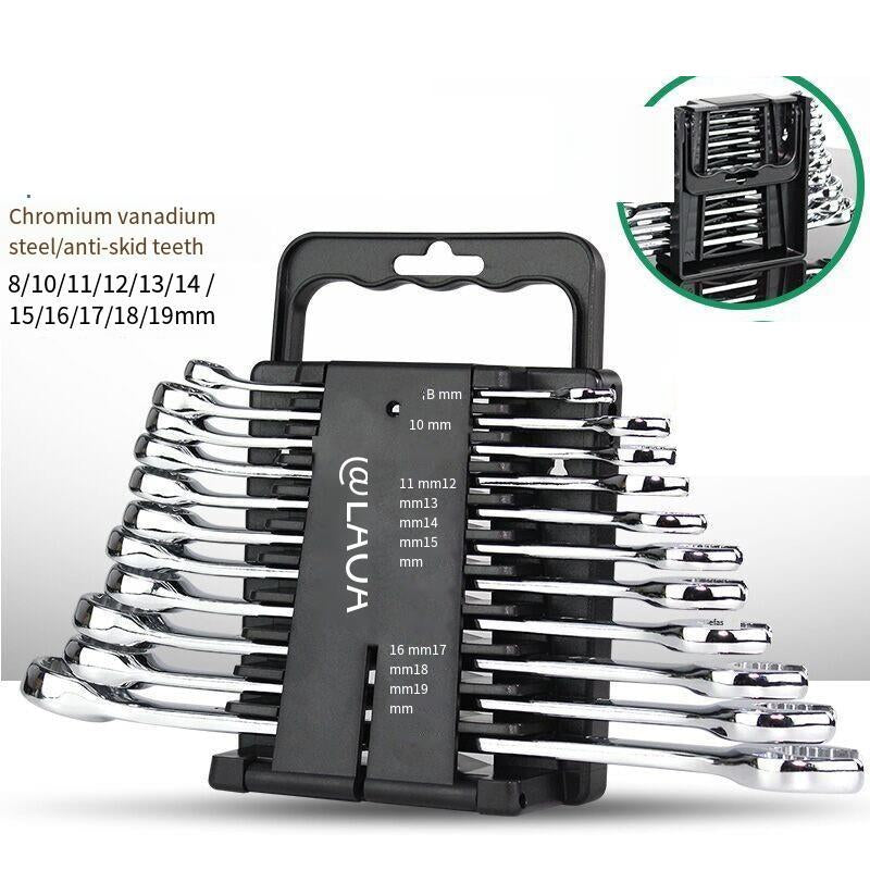 Dual Purpose Box Spanner Open End Spanner Antiskid Double End Solid Spanner Set 11 Mirror