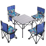 Outdoor Folding Table And Chair Set Courtyard Balcony Portable Picnic Barbecue Camping Table Five Piece Set + Storage Bag