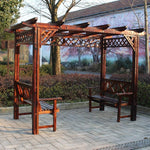 Outdoor Pavilion Antiseptic Wood Grape Trellis Courtyard Garden Leisure Table Chair Combination Solid Wood Climbing Vine Trellis Pavilion 300 * 170cm