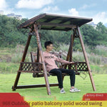 Outdoor Solid Wood Swing Courtyard Rocking Chair Balcony Anti-corrosion Swing Double Hanging Chair Hammock With Ceiling Luxury Swing