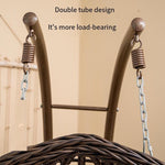 Hanging Basket Rattan Chair Double Pole Indoor Swing Hammock Hanging Basket Chair Balcony Cradle Chair Upgrade Wood Grain Color With Carpet Cushion