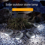 Solar Lamp Outdoor Courtyard Lamp Simulation Stone Lamp Outdoor Garden Lawn Decoration LED Waterproof Floor Lamp White Light