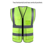 Multi-Pockets Reflective Vest Traffic Protection Safety Vest Construction Warning Clothing Road Maintenance Reflective Clothing - Green
