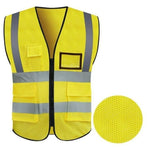 6 Pieces Yellowish Brown Breathable Mesh Multi Pocket Reflective Vest Traffic Protection Reflective Vest Warning Clothing Construction Road Maintenance