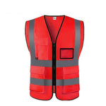 Red Multi Pocket Reflective Vest Traffic Protection Reflective Vest Warning Clothing Construction Road Maintenance