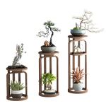 New Chinese Style Flower Rack Living Room Floor Type Multi-layer Pot Rack Hanging Orchid Rack Indoor Simple Flower Sets Reddish Brown [large] Length 30 * Width 30 * Height 84.5