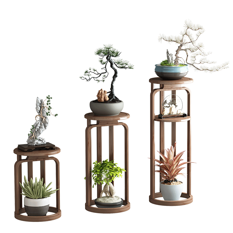 New Chinese Style Flower Rack Living Room Floor Type Multi-layer Pot Rack Hanging Orchid Rack Indoor Simple Flower Sets Reddish Brown [large] Length 30 * Width 30 * Height 84.5