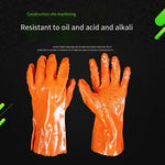 Granular Non Slip Gloves Labor Protection Cotton Wool Impregnated Plastic Oil Resistant Wear Resistant Sweat Absorbing Catching Killing Fish Orange