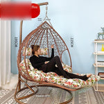 Hanging Chair Hanging Basket Rattan Chair Household Indoor Rocking Chair Basket Chair Swing Hanging Blue Chair Coffee Color  [with Comfortable Foot]