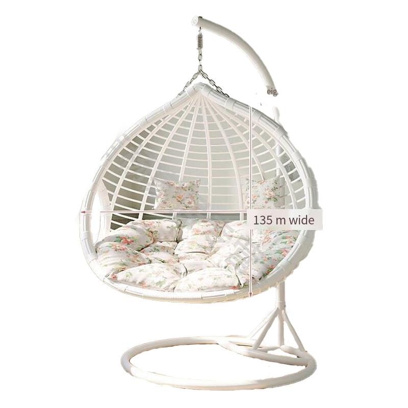 Rocking Chair Reclining Hanging Swing Outdoor Rattan Household Bedroom Leisure Lazy Indoor Balcony Hammock Double White (with Armrest) Luxury