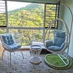 Balcony Hanging Basket Rattan Chair Swing Cradle Indoor Household Bird's Nest Hammock Lazy Courtyard Tables And Chairs Leisure Furniture Space Basket White Single + Tea Table + Leisure Chair