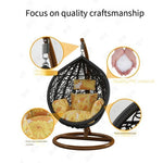 Hanging Chair Outdoor Swing Basket Rattan Household Leisure Lazy Indoor Balcony Bird's Nest Hammock Cradle Rocking Luxury White (bold Rattan) With Pillow