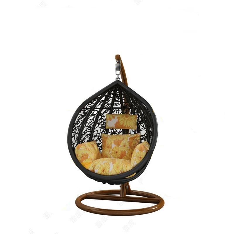 Hanging Chair Outdoor Swing Basket Rattan Household Leisure Lazy Indoor Balcony Bird's Nest Hammock Cradle Rocking Luxury White (bold Rattan) With Pillow