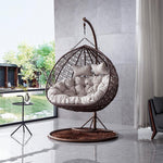 Leisure Hanging Basket Net Red Hanging Chair Imitation Rattan Single Double Outdoor Swing Rattan Balcony Cradle Indoor Courtyard Rocking Double Pole Coffee