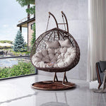 Leisure Hanging Basket Net Red Hanging Chair Imitation Rattan Single Double Outdoor Swing Rattan Balcony Cradle Indoor Courtyard Rocking Double Pole Coffee