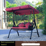 Outdoor Swing Leisure Rocking Chair Villa Courtyard Open Balcony Iron Art Double Garden Hammock Ice Coffee Two Person (wine Red)